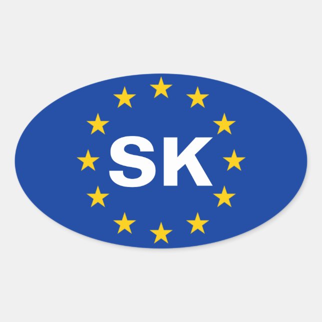 Sticker Ovale Drapeau de l'Union européenne "SK" FOUR Slovaquie (Devant)