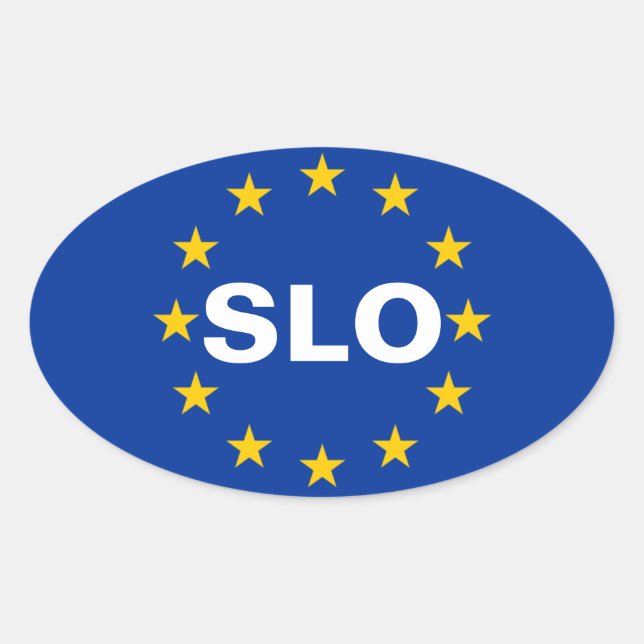 Sticker Ovale Drapeau de l'Union européenne "SLO" de quatre Slov (Devant)