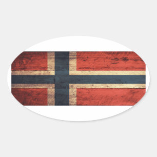 Sticker Ovale Drapeau de Norvège en bois