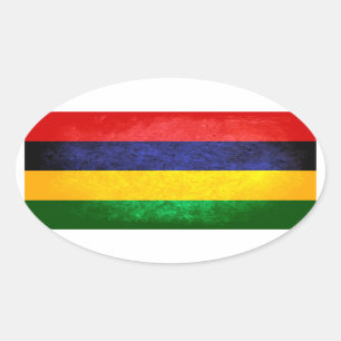 Sticker Ovale Drapeau des Îles Maurice