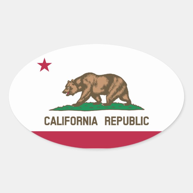 Sticker Ovale Drapeau d'État de la République de Californie, Éta (Devant)