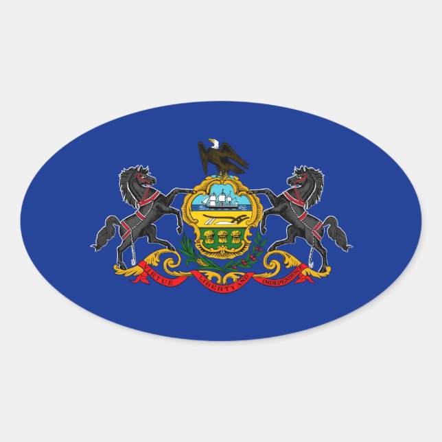 Sticker Ovale Drapeau d'État de Pennsylvanie (Devant)