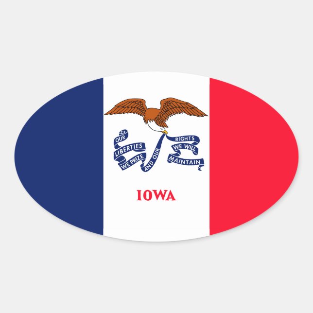 Sticker Ovale Drapeau d'État Iowa (Devant)