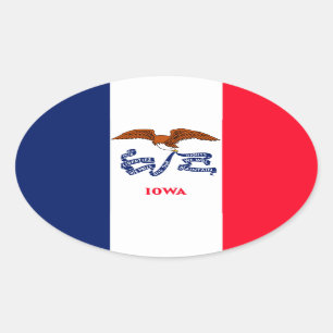Sticker Ovale Drapeau d'État Iowa