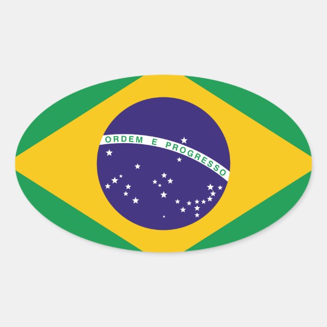 Sticker Ovale Drapeau du Brésil (Devant)