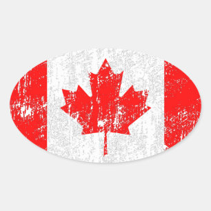 Sticker Ovale Drapeau Du Canada Déchiré