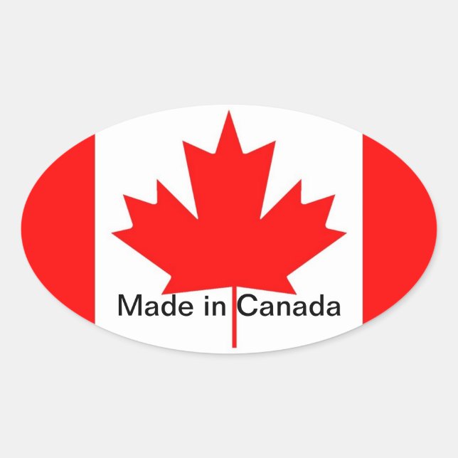 Sticker Ovale Drapeau du Canada, fabriqué au Canada (Devant)