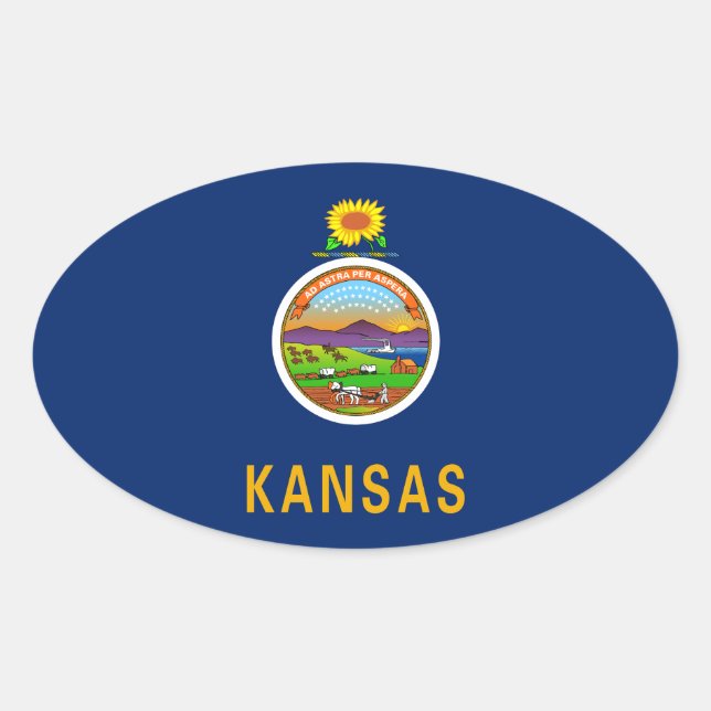 Sticker Ovale Drapeau du Kansas (Devant)