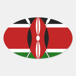 Sticker Ovale Drapeau du Kenya : avec cadre de drapeau miniature