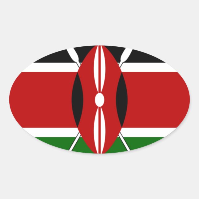 Sticker Ovale Drapeau du Kenya : avec cadre de drapeau miniature (Devant)