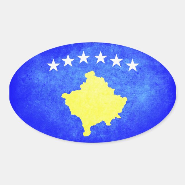 Sticker Ovale Drapeau du Kosovo (Devant)