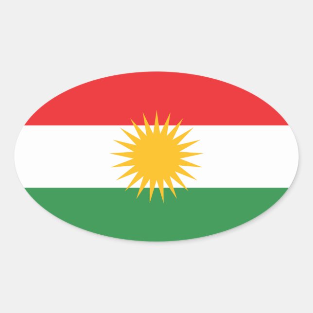 Sticker Ovale Drapeau du Kurdistan (Devant)