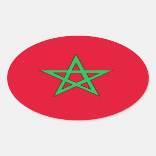 Sticker Ovale Drapeau du Maroc