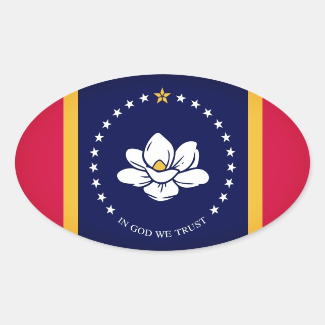 Sticker Ovale Drapeau du Mississippi (2020) (Devant)