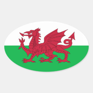 Sticker Ovale Drapeau du Pays de Galles (Cymru)