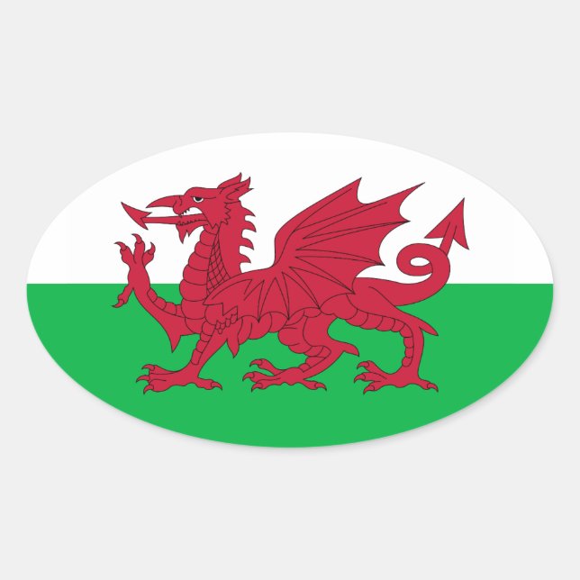 Sticker Ovale Drapeau du Pays de Galles (Cymru) (Devant)