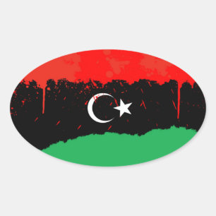Sticker Ovale Drapeau du Royaume de Libye stylisé (1951-1969)
