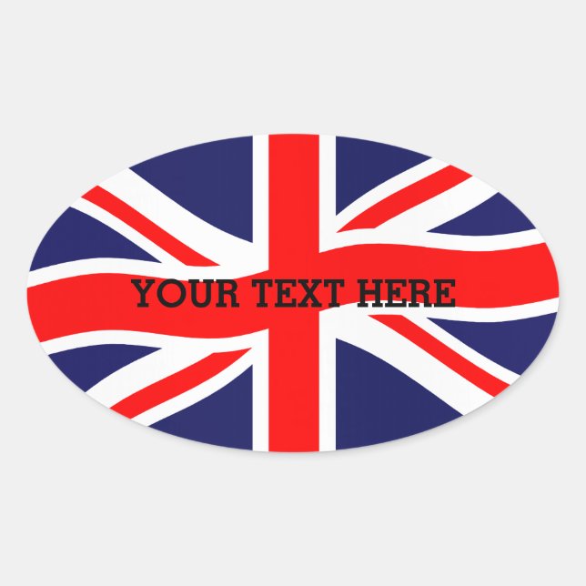 Sticker Ovale Drapeau du Royaume-Uni + vos idées (Devant)