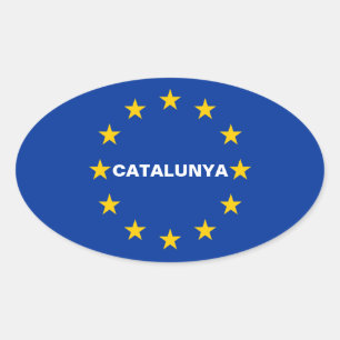 Sticker Ovale Drapeau d'Union européenne de QUATRE Catalogne