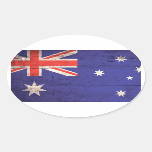 Sticker Ovale Drapeau en bois Australie