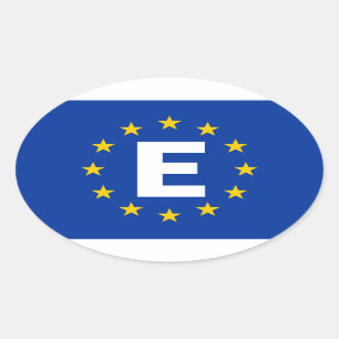 Sticker Ovale Drapeau Espagne "E" Union européenne