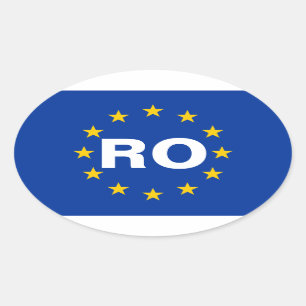 Sticker Ovale Drapeau européen de QUATRE Roumanie "RO"