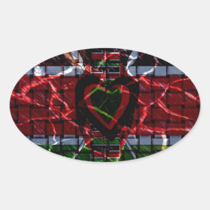 Sticker Ovale Drapeau fissuré : Faites simple - Résilience kenya