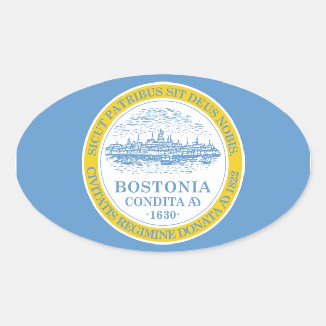 Sticker Ovale Drapeau FOUR Boston (Devant)