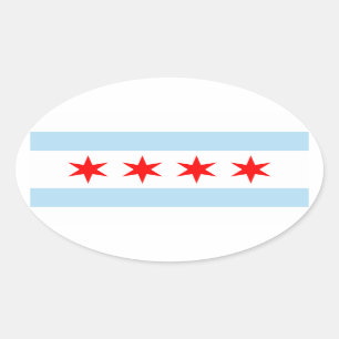 Sticker Ovale Drapeau FOUR Chicago