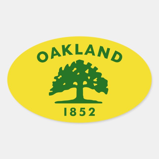 Sticker Ovale Drapeau FOUR Oakland, Californie (Devant)