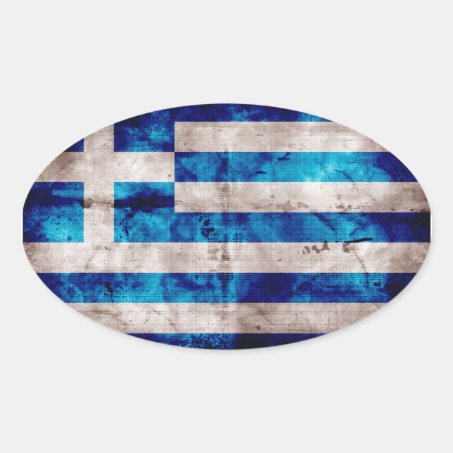 Sticker Ovale Drapeau grec (Devant)