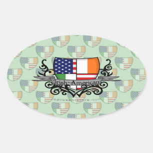 Sticker Ovale Drapeau Irlandais-Américain de bouclier