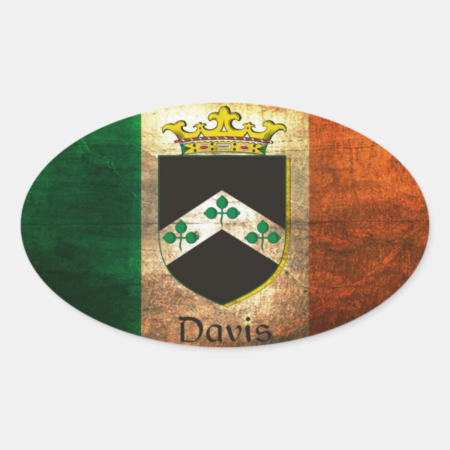 Sticker Ovale Drapeau irlandais Davis Crest (Devant)