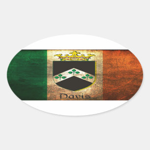 Sticker Ovale Drapeau irlandais Davis Crest