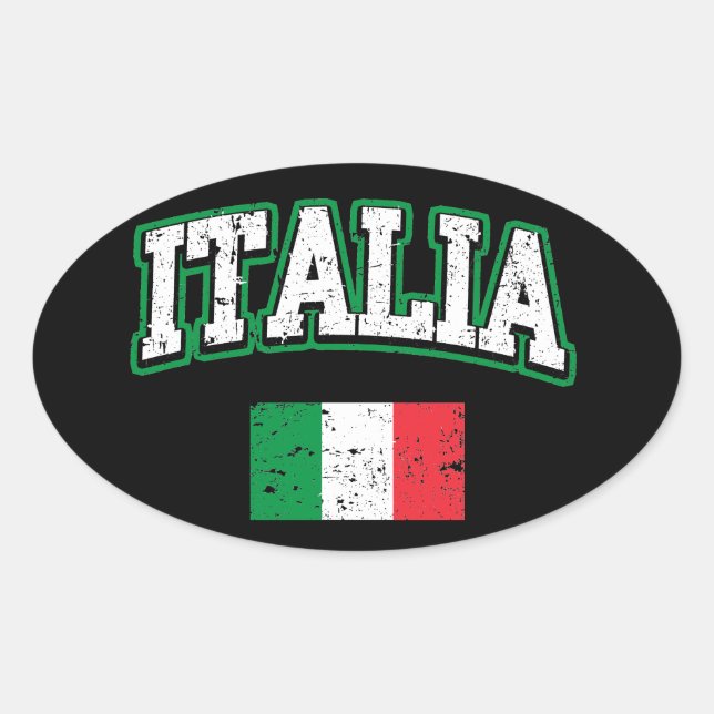Sticker Ovale Drapeau Italia (Devant)