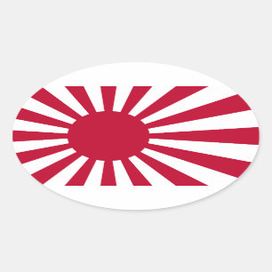Sticker Ovale Drapeau japonais impérial de la marine QUATRE