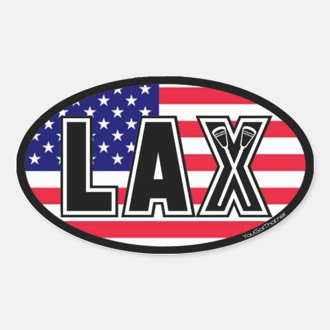Sticker Ovale Drapeau Lacrosse America Lax (Devant)