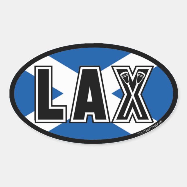 Sticker Ovale Drapeau Lacrosse Scottland Lax (Devant)