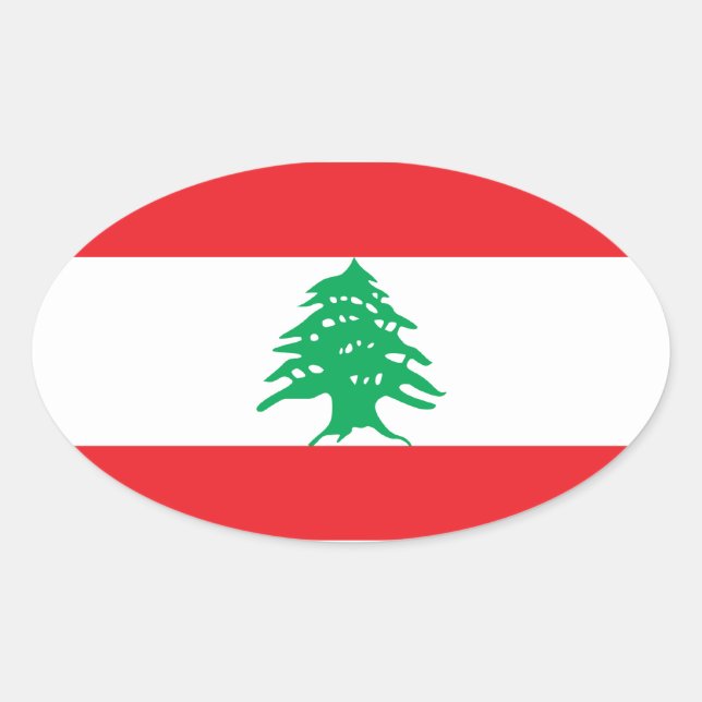 Sticker Ovale Drapeau Liban/Liban (Devant)