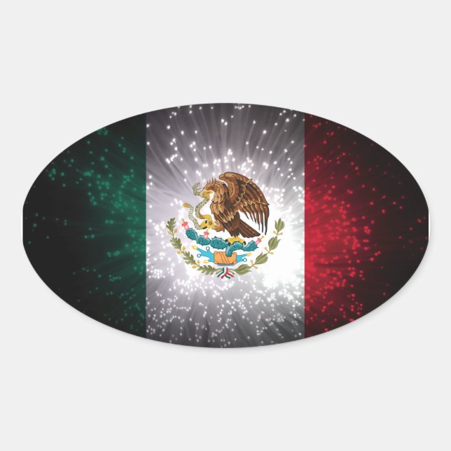 Sticker Ovale Drapeau mexicain (Devant)