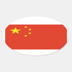 Sticker Ovale Drapeau national chinois