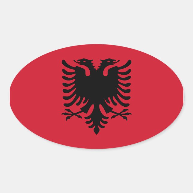 Sticker Ovale Drapeau national d'Albanie (Devant)