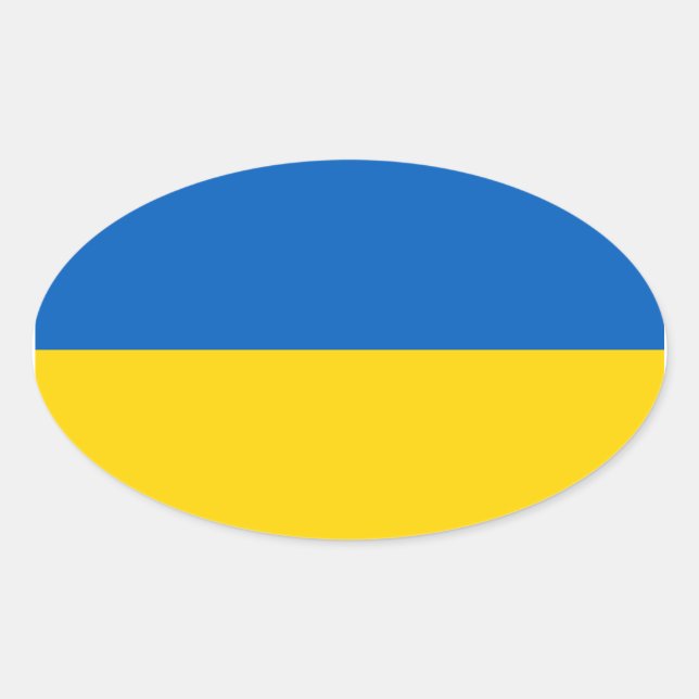 Sticker Ovale Drapeau national de l'Ukraine FOUR (Devant)