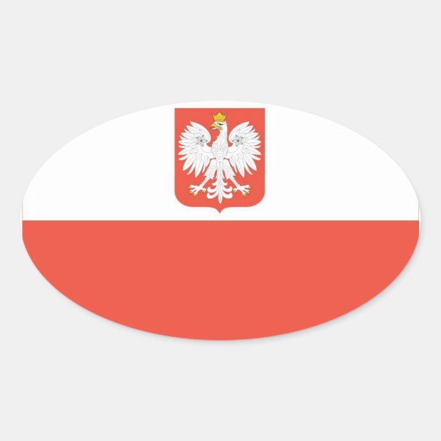 Sticker Ovale Drapeau national de Pologne (Devant)