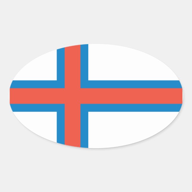 Sticker Ovale Drapeau national des Îles Féroé (Devant)
