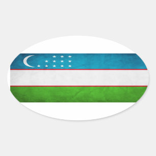 Sticker Ovale Drapeau national d'Ouzbékistan