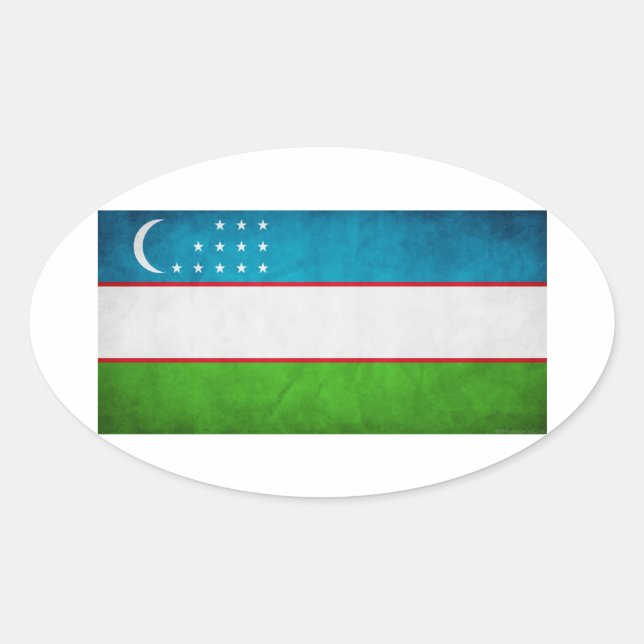 Sticker Ovale Drapeau national d'Ouzbékistan (Devant)