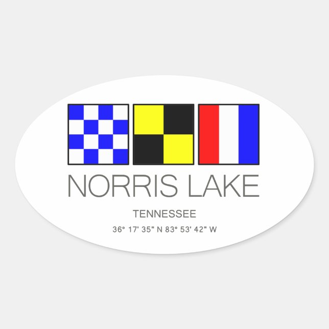 Sticker Ovale Drapeau nautique Norris Lake Tennessee (Devant)