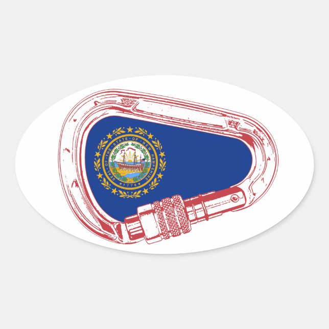 Sticker Ovale Drapeau New Hampshire Escalade carabiner (Devant)