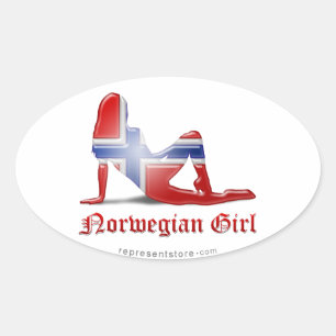 Sticker Ovale Drapeau norvégien Silhouette